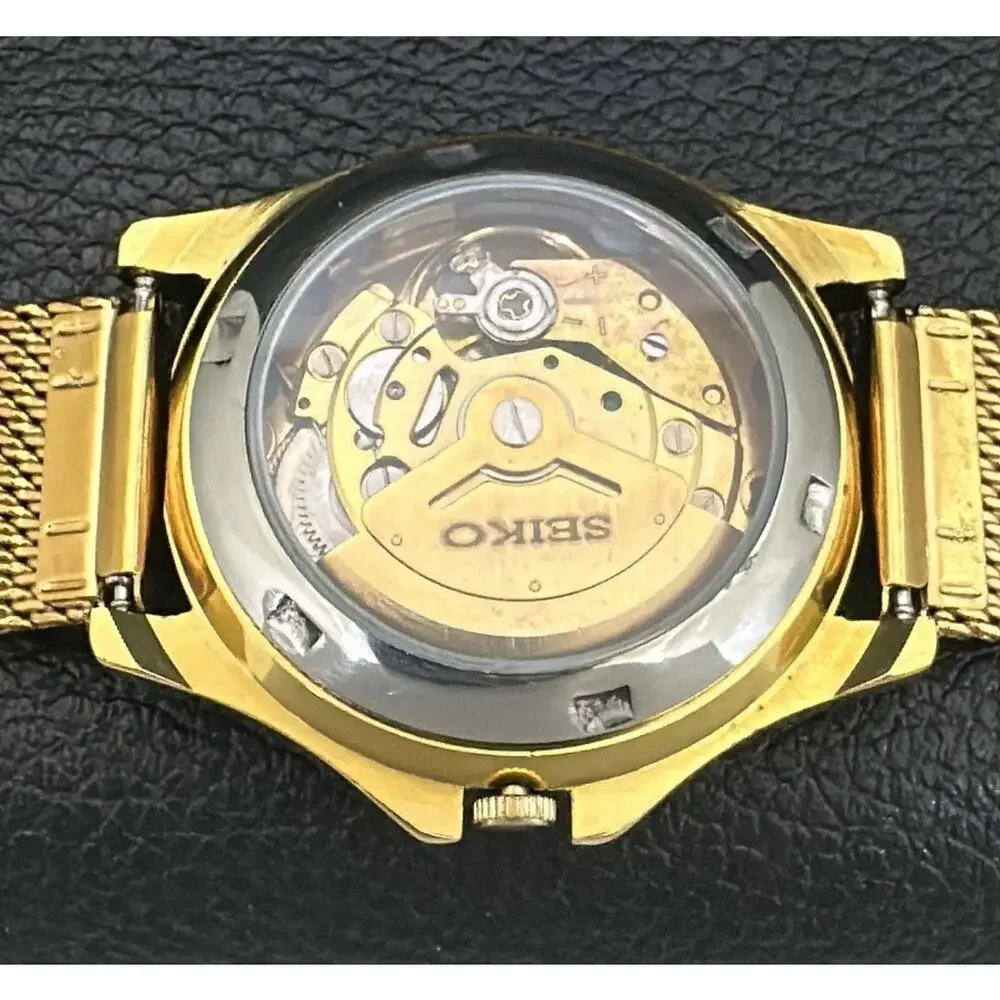 Vintage 1970 Seiko Diver Automatic Mens Gold Watch W/daydate & Blue accents